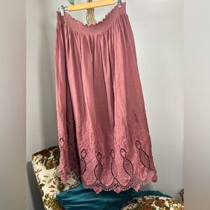 Hand-dyed whimsical dusty rose skirt